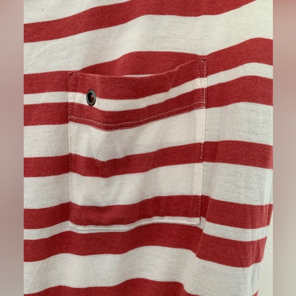 Summer dress, 1 piece, stripes crème and red, side pockets, prima cotton, size 2 - Picture 3 of 13